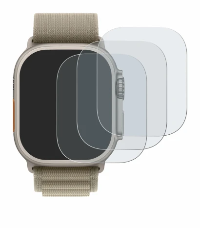 Abbildung des Geräts Apple Watch Ultra 2 (49 mm) mit einer Vielzahl des Displayschutzes.