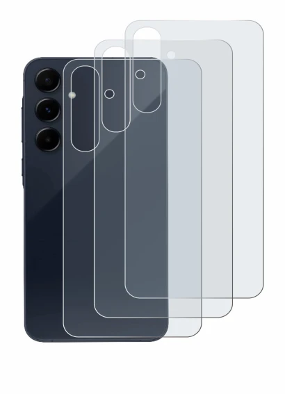 Abbildung des Geräts Samsung Galaxy A55 5G (Rückseite) mit einer Vielzahl des Displayschutzes.