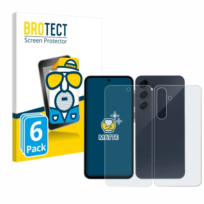 Vorderseite einer Produktverpackung mit dem Markenlogo BROTECT. Daneben ist das Gerät Samsung Galaxy A55 5G (Display+Rückseite