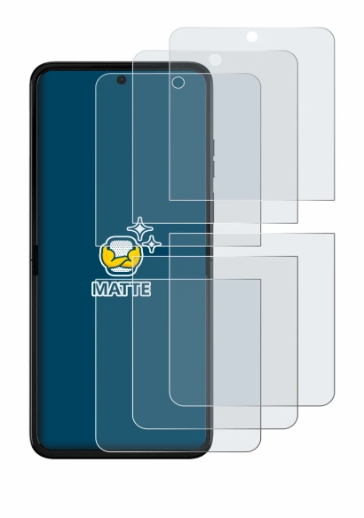 Abbildung des Geräts Motorola Razr 50 Ultra mit einer Vielzahl des Displayschutzes.