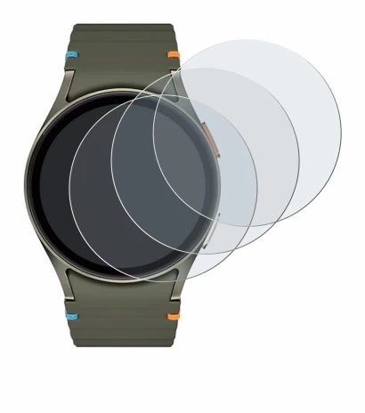 Abbildung des Geräts Samsung Galaxy Watch 7 (40 mm) mit einer Vielzahl des Displayschutzes.