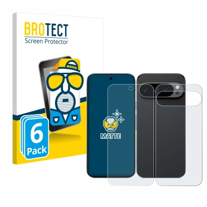 Vorderseite einer Produktverpackung mit dem Markenlogo BROTECT. Daneben ist das Gerät Google Pixel 9 Pro XL (Display+Rückseite