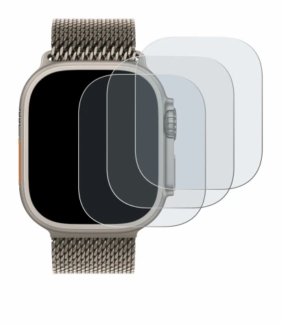 Abbildung des Geräts Apple Watch Ultra 3 mit einer Vielzahl des Displayschutzes.