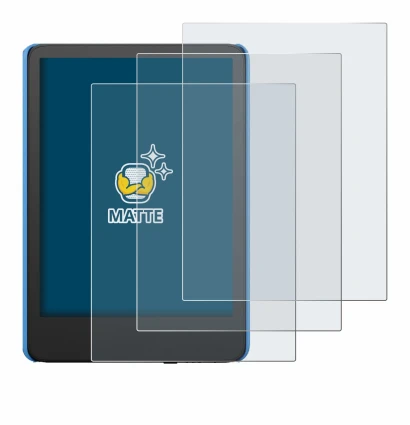 Abbildung des Geräts Amazon Kindle Kids (2024) mit einer Vielzahl des Displayschutzes.