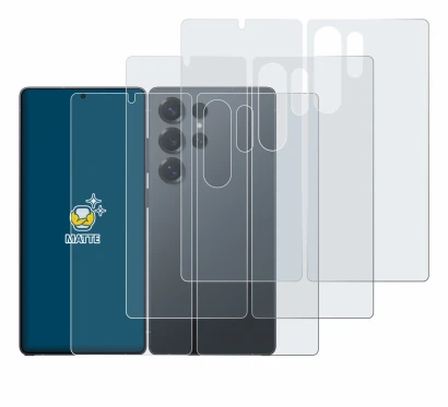 Abbildung des Geräts Samsung Galaxy S25 Ultra Enterprise Edition (Display+Rückseite) mit einer Vielzahl des Displayschutzes.