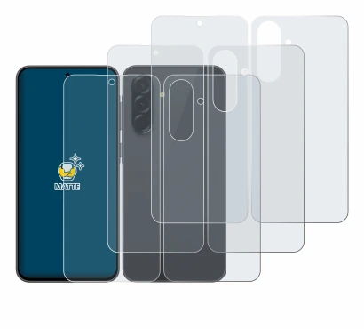 Abbildung des Geräts Samsung Galaxy A36 5G (Display+Rückseite) mit einer Vielzahl des Displayschutzes.