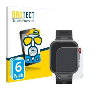 Vorderseite einer Produktverpackung mit dem Markenlogo BROTECT. Daneben ist das Gerät Huawei Watch Fit 4 Pro mit dem zugehörig
