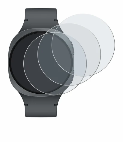 Abbildung des Geräts Samsung Galaxy Watch 8 (40 mm) mit einer Vielzahl des Displayschutzes.