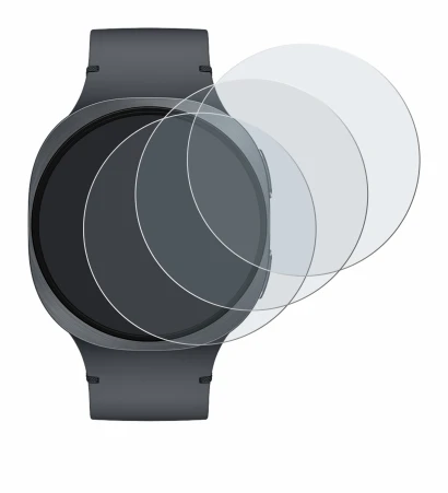 Abbildung des Geräts Samsung Galaxy Watch 8 (44 mm) mit einer Vielzahl des Displayschutzes.