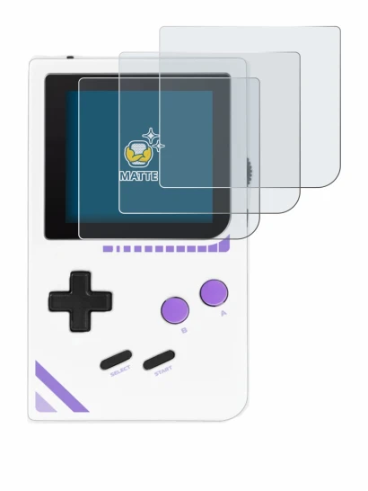 Abbildung des Geräts Modretro Chromatic mit einer Vielzahl des Displayschutzes.