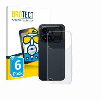 Vorderseite einer Produktverpackung mit dem Markenlogo BROTECT. Daneben ist das Gerät Nothing Phone (4a) Pro (Rückseite) mit d