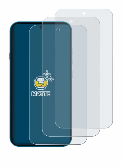 Abbildung des Geräts Nothing Phone (4a) mit einer Vielzahl des Displayschutzes.