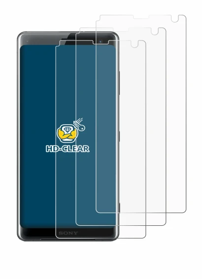 Abbildung des Geräts Sony Xperia XZ3 mit einer Vielzahl des Displayschutzes.
