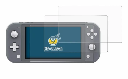 Abbildung des Geräts Nintendo Switch Lite mit einer Vielzahl des Displayschutzes.