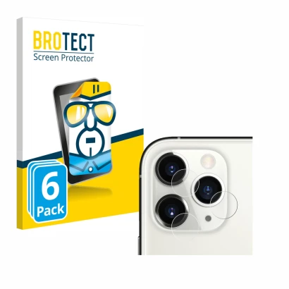Vorderseite einer Produktverpackung mit dem Markenlogo BROTECT. Daneben ist das Gerät Apple iPhone 11 Pro (NUR Kameraschutz) m