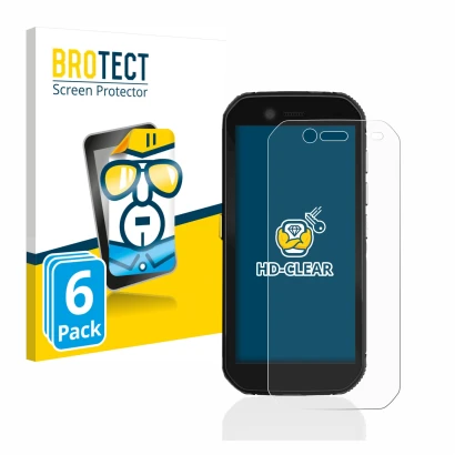 Vorderseite einer Produktverpackung mit dem Markenlogo BROTECT. Daneben ist das Gerät Caterpillar Cat S42 mit dem zugehörigen