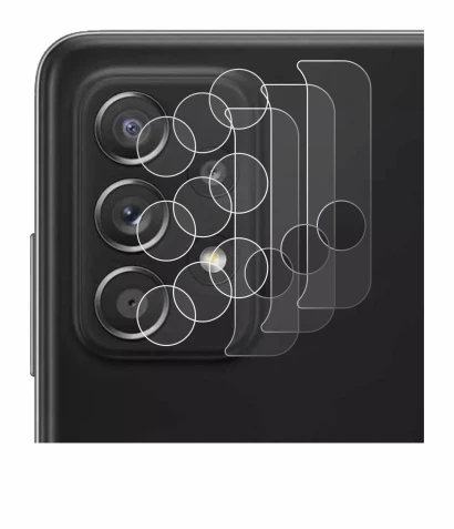 Abbildung des Geräts Samsung Galaxy A52 5G (NUR Kameraschutz) mit einer Vielzahl des Displayschutzes.