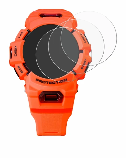 Abbildung des Geräts Casio G-Shock GBA-900 mit einer Vielzahl des Displayschutzes.
