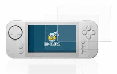 Abbildung des Geräts Evercade EXP mit einer Vielzahl des Displayschutzes.