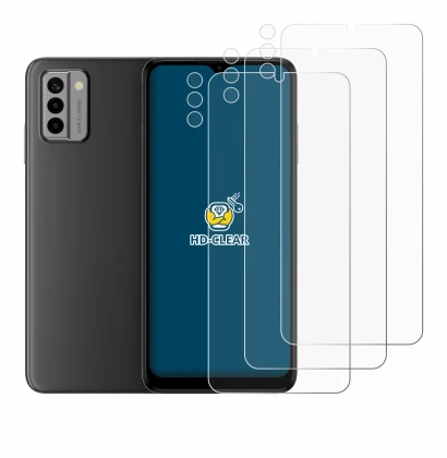 Abbildung des Geräts Nokia G22 (Display+Kamera) mit einer Vielzahl des Displayschutzes.