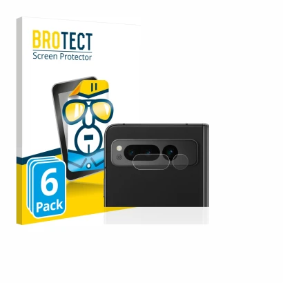 Vorderseite einer Produktverpackung mit dem Markenlogo BROTECT. Daneben ist das Gerät Google Pixel Fold (NUR Kameraschutz) mit