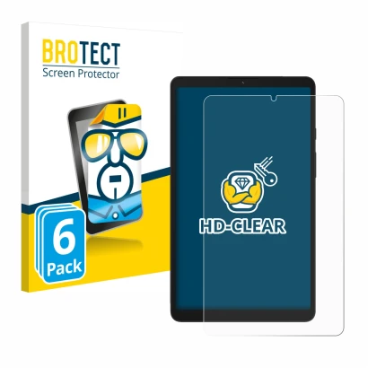 Vorderseite einer Produktverpackung mit dem Markenlogo BROTECT. Daneben ist das Gerät Samsung Galaxy Tab A9 WiFi mit dem zugeh