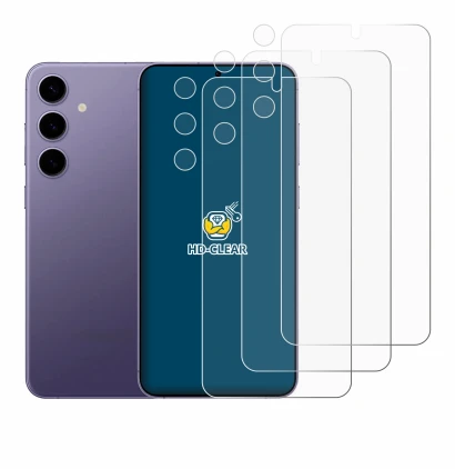 Abbildung des Geräts Samsung Galaxy S24 (Display+Kamera) mit einer Vielzahl des Displayschutzes.