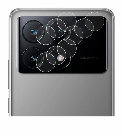 Abbildung des Geräts Xiaomi Poco X6 Pro (NUR Kameraschutz) mit einer Vielzahl des Displayschutzes.