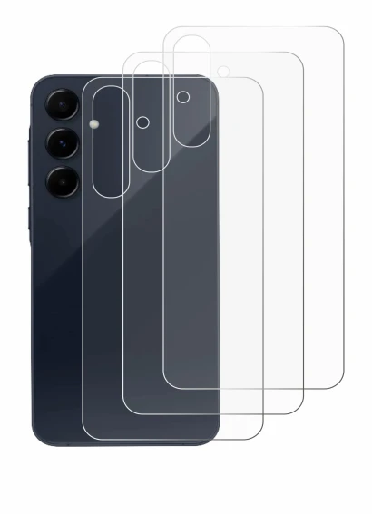 Abbildung des Geräts Samsung Galaxy A55 5G (Rückseite) mit einer Vielzahl des Displayschutzes.
