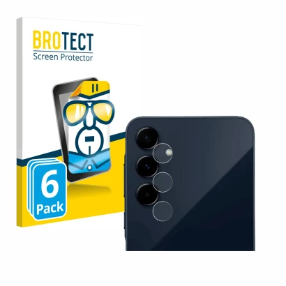 Vorderseite einer Produktverpackung mit dem Markenlogo BROTECT. Daneben ist das Gerät Samsung Galaxy A35 5G (NUR Kameraschutz)