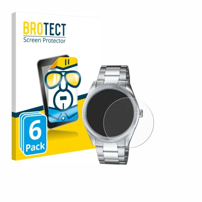 Vorderseite einer Produktverpackung mit dem Markenlogo BROTECT. Daneben ist das Gerät Casio MTP-1302PD mit dem zugehörigen Dis