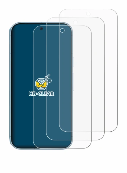 Abbildung des Geräts Google Pixel 9 Pro XL mit einer Vielzahl des Displayschutzes.