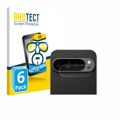 Vorderseite einer Produktverpackung mit dem Markenlogo BROTECT. Daneben ist das Gerät Google Pixel 9 Pro XL (NUR Kameraschutz)
