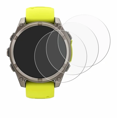 Abbildung des Geräts Garmin Fenix 8 Solar (47 mm) mit einer Vielzahl des Displayschutzes.