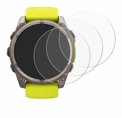 Abbildung des Geräts Garmin Fenix 8 Solar (51 mm) mit einer Vielzahl des Displayschutzes.