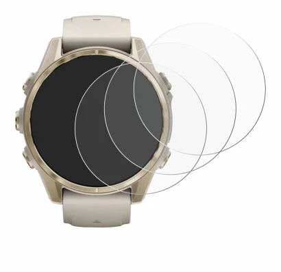 Abbildung des Geräts Garmin Fenix 8 (43 mm) mit einer Vielzahl des Displayschutzes.