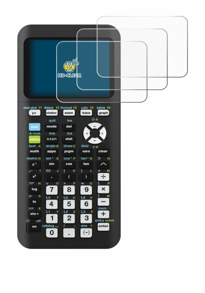Abbildung des Geräts Texas Instruments TI-84 Plus CE-T Python mit einer Vielzahl des Displayschutzes.
