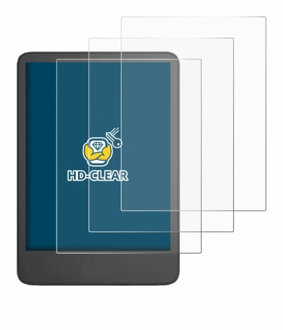 Abbildung des Geräts Amazon Kindle 2024 mit einer Vielzahl des Displayschutzes.