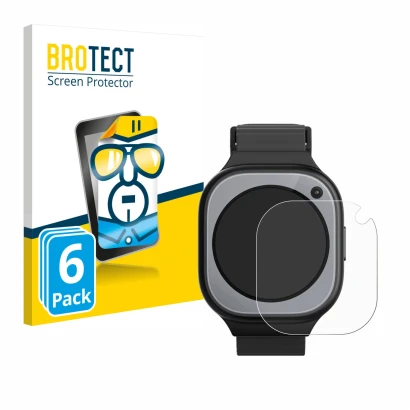 Vorderseite einer Produktverpackung mit dem Markenlogo BROTECT. Daneben ist das Gerät Xplora X6Pro mit dem zugehörigen Display