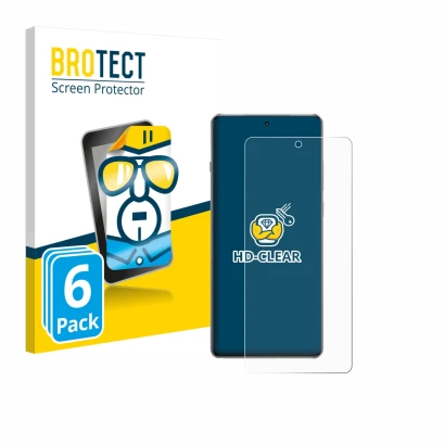 Vorderseite einer Produktverpackung mit dem Markenlogo BROTECT. Daneben ist das Gerät OnePlus 13R mit dem zugehörigen Displays