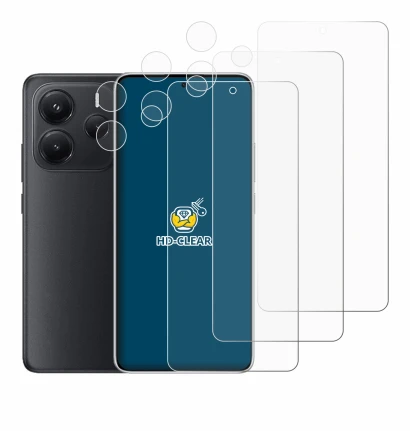 Abbildung des Geräts Xiaomi Redmi Note 14 (Display+Kamera) mit einer Vielzahl des Displayschutzes.