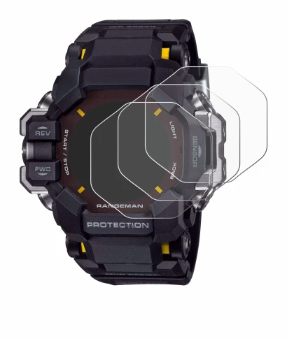 Abbildung des Geräts Casio G-Shock GPR-H 1000 mit einer Vielzahl des Displayschutzes.