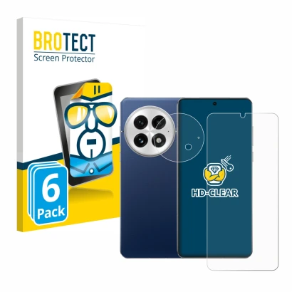 Vorderseite einer Produktverpackung mit dem Markenlogo BROTECT. Daneben ist das Gerät OnePlus 13 (Display+Kamera) mit dem zuge