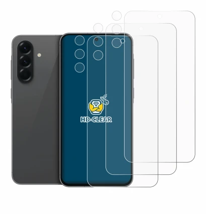 Abbildung des Geräts Samsung Galaxy A56 5G (Display+Kamera) mit einer Vielzahl des Displayschutzes.