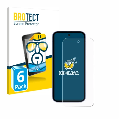 Vorderseite einer Produktverpackung mit dem Markenlogo BROTECT. Daneben ist das Gerät Google Pixel 9a mit dem zugehörigen Disp