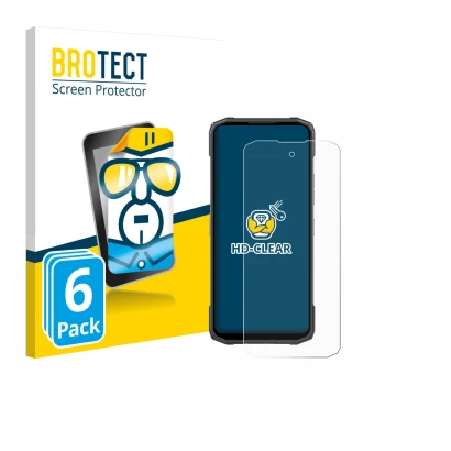 Vorderseite einer Produktverpackung mit dem Markenlogo BROTECT. Daneben ist das Gerät Doogee Blade 20 Turbo mit dem zugehörige