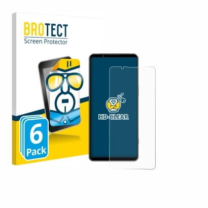 Vorderseite einer Produktverpackung mit dem Markenlogo BROTECT. Daneben ist das Gerät Sony Xperia 1 VII mit dem zugehörigen Di