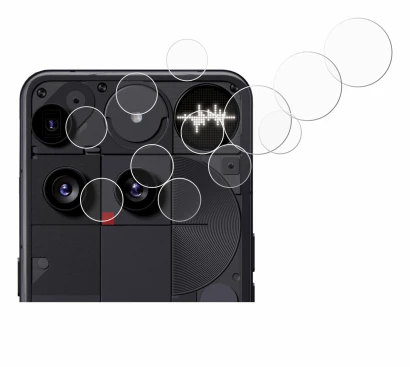 Abbildung des Geräts Nothing Phone (3) (NUR Kameraschutz) mit einer Vielzahl des Displayschutzes.