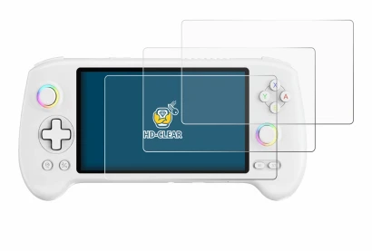 Abbildung des Geräts Anbernic RG557 mit einer Vielzahl des Displayschutzes.