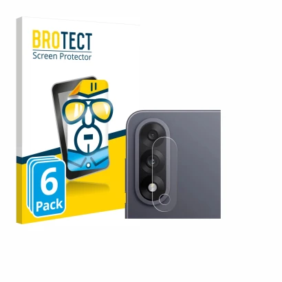 Vorderseite einer Produktverpackung mit dem Markenlogo BROTECT. Daneben ist das Gerät OnePlus Nord 5 (NUR Kameraschutz) mit de